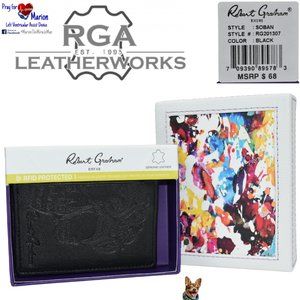 Robert Graham Soban Fuse RFID Protected Magnet Leather Wallet Black MSRP $68